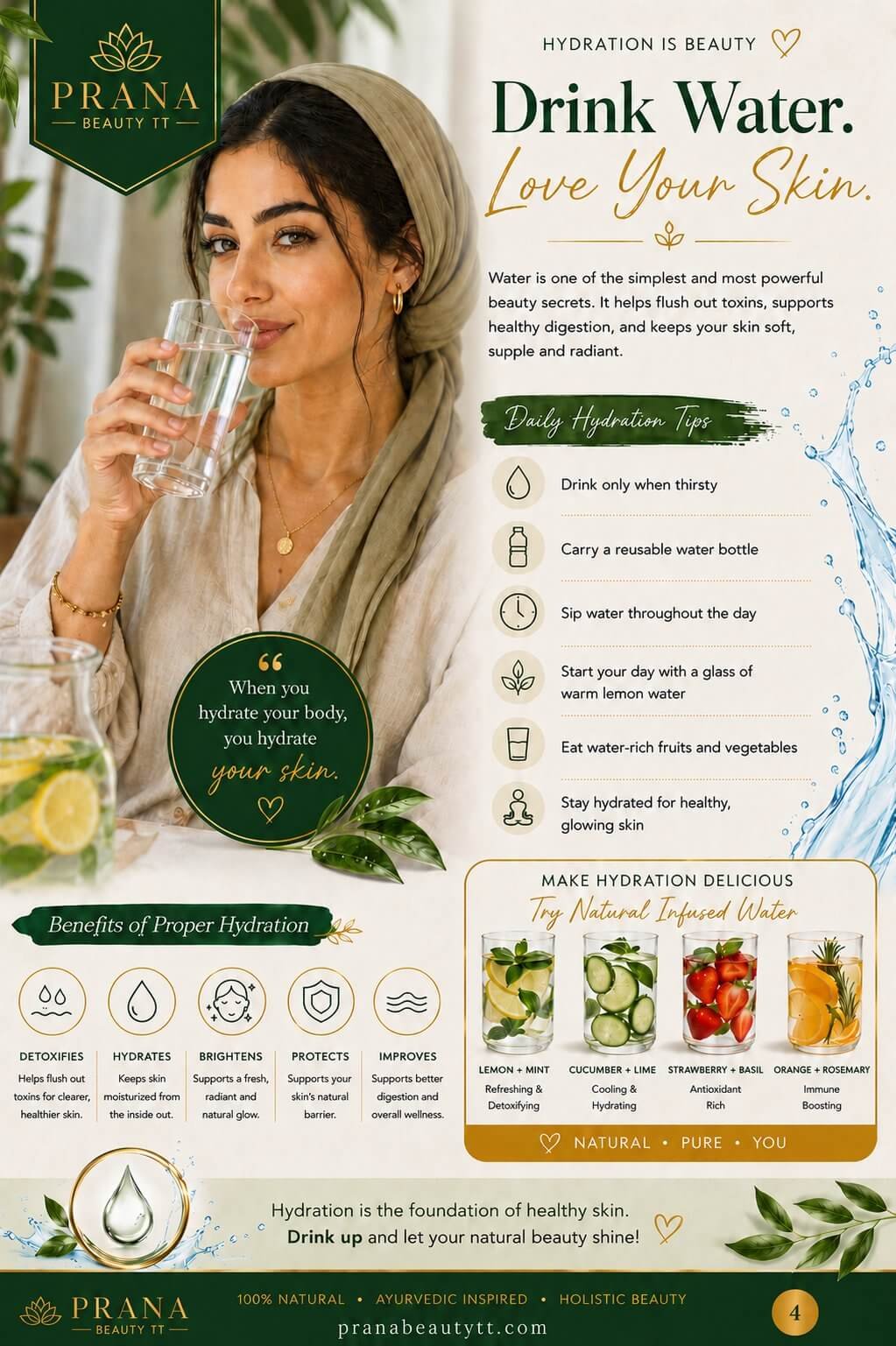 Prana Beauty TT Guide to Beautiful Skin - Page 4: Drink Water Love Your Skin
