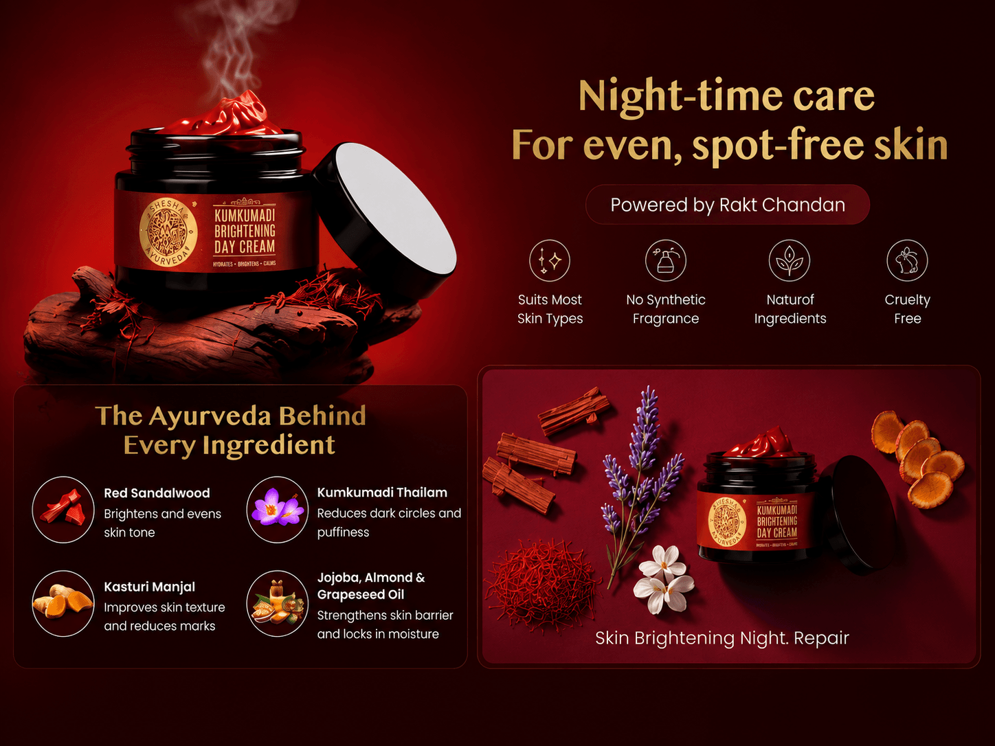 Red Sandalwood Kumkumadi Night Repair Cream product information