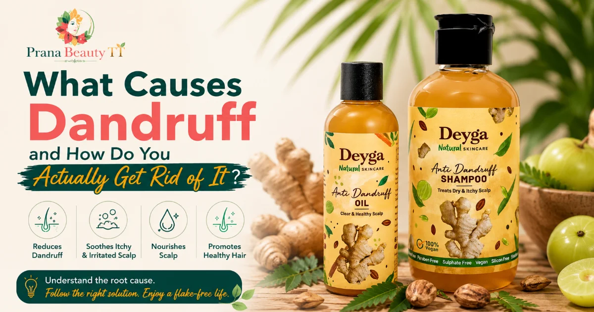 What causes dandruff and how to get rid of it with anti-dandruff shampoo and hair oil | Prana Beauty TT